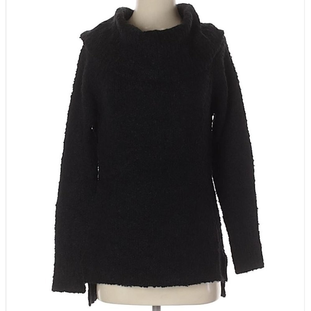 NEW Francesca's Alya Black Hooded Pullover Teddy Textured Sweater Size Small